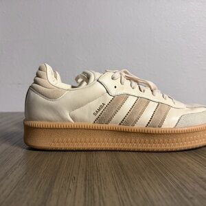 Adidas Samba Off-White and Tan Sneakers
